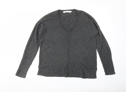 John Lewis Womens Grey V-Neck Nylon Pullover Jumper Size 8