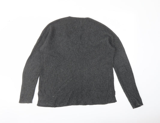 John Lewis Womens Grey V-Neck Nylon Pullover Jumper Size 8