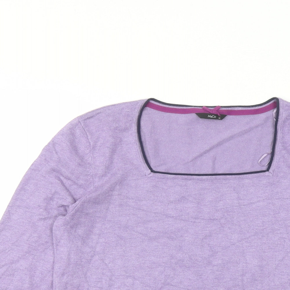 Womens UK Size 14 M&Co Purple Pullover Jumper