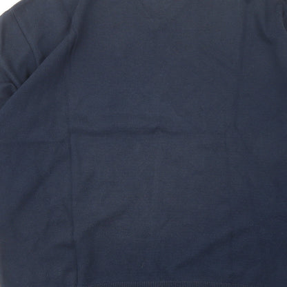 Oscar Jacobson Mens Blue V-Neck Argyle/Diamond Cotton Pullover Jumper Size XL Long Sleeve