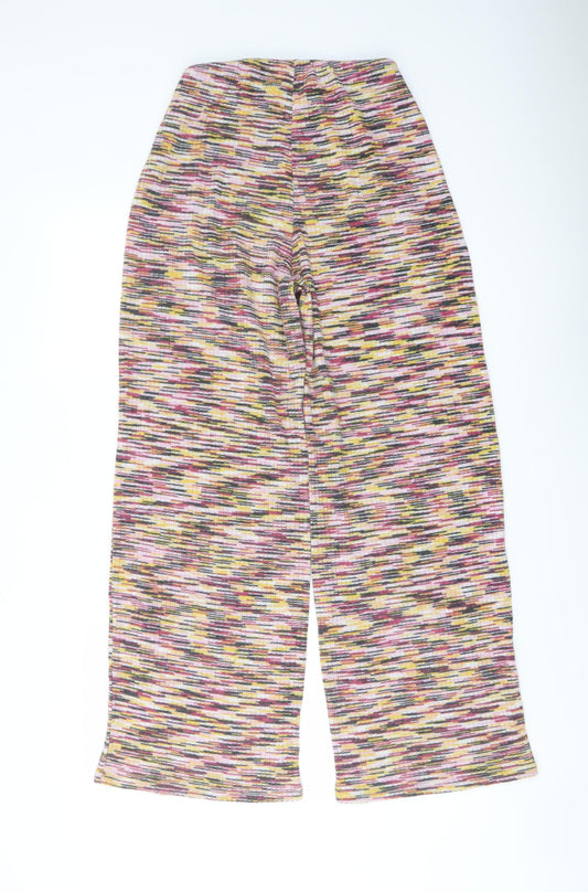 H&M Womens Multicoloured Striped Polyester Trousers Size S L29 in Regular