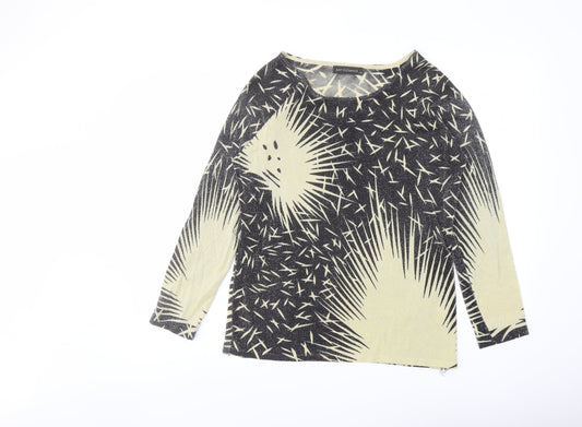 Just Elegance Womens Black Round Neck Geometric Viscose Pullover Jumper Size L