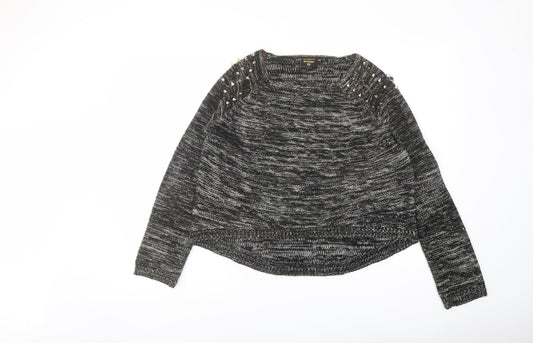 Golddigga Womens Black Round Neck Acrylic Pullover Jumper Size 14