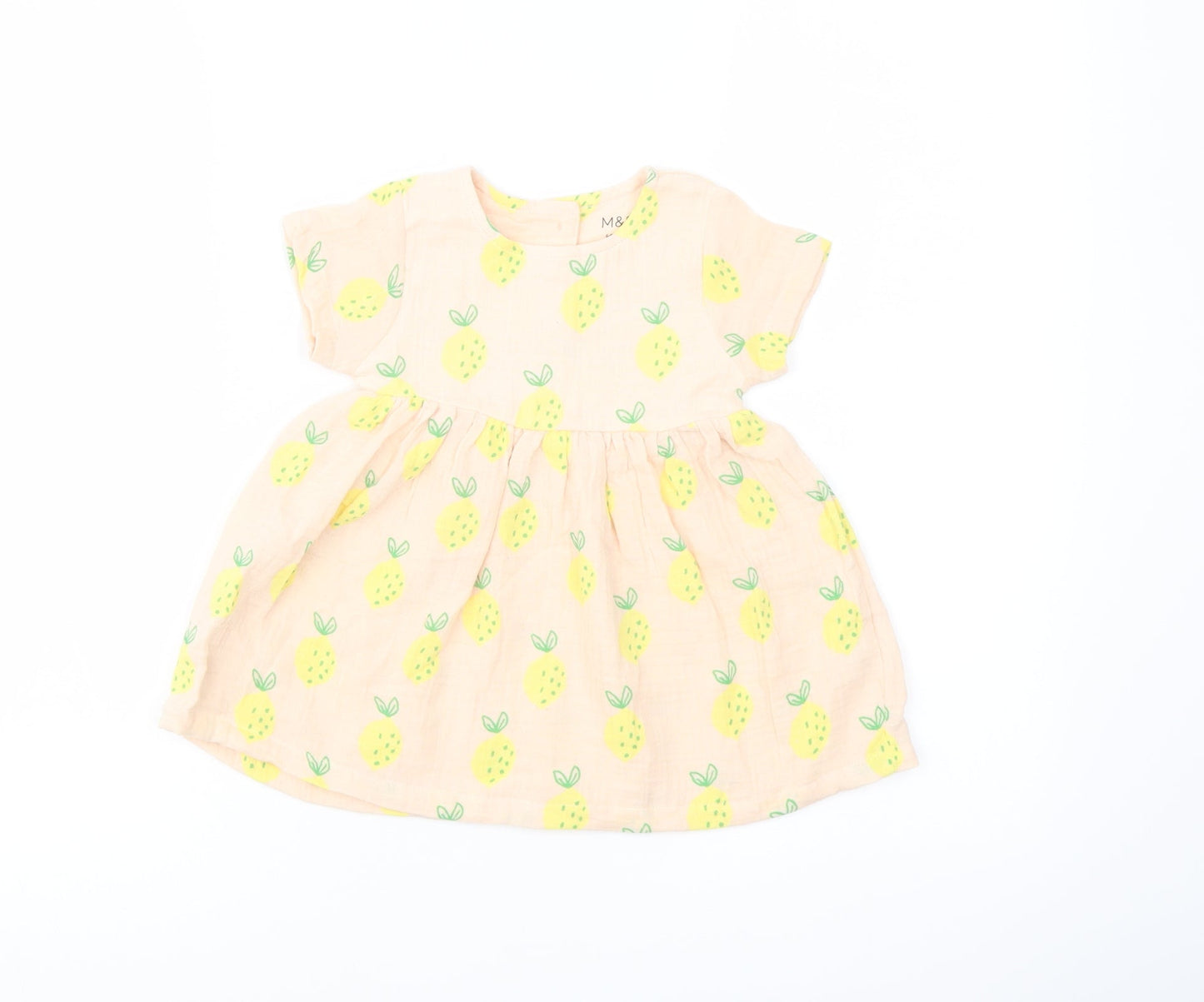 Marks and Spencer Girls Pink Geometric Polyester A-Line Size 6-9 Months Crew Neck Button