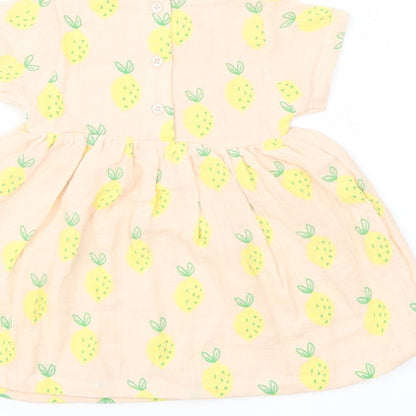 Marks and Spencer Girls Pink Geometric Polyester A-Line Size 6-9 Months Crew Neck Button