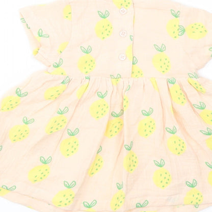 Marks and Spencer Girls Pink Geometric Polyester A-Line Size 0-3 Months Crew Neck Button