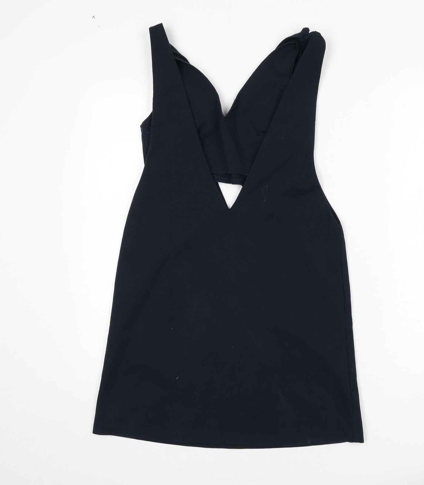 Zara Womens Blue Cotton A-Line Size S V-Neck Hook & Eye