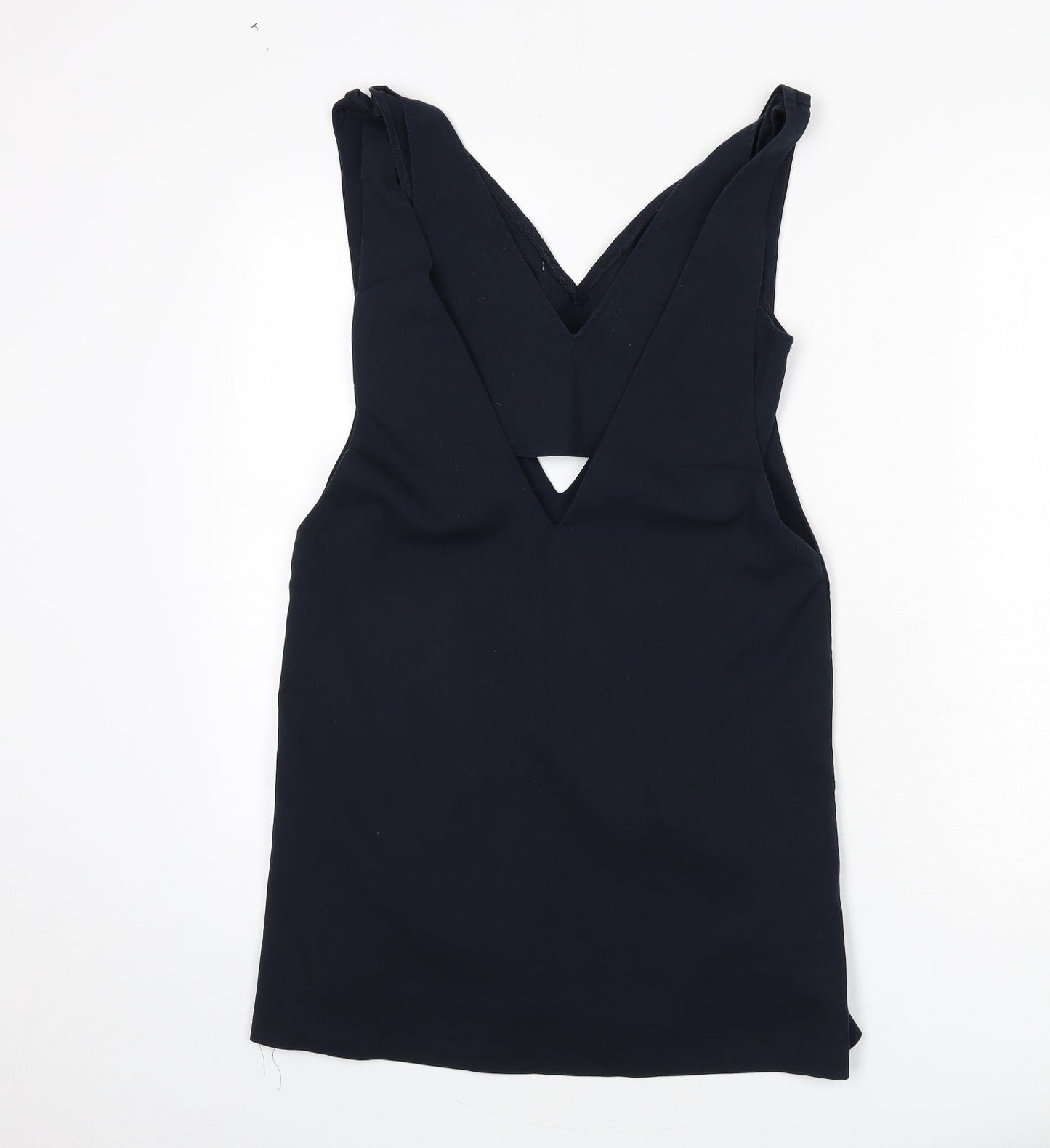 Zara Womens Blue Cotton A-Line Size S V-Neck Hook & Eye