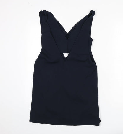 Zara Womens Blue Cotton A-Line Size S V-Neck Hook & Eye