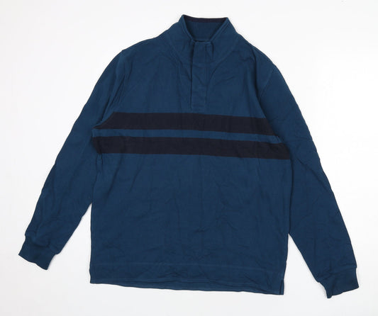 Mens UK Size M Marks and Spencer Blue Henley Sweatshirt