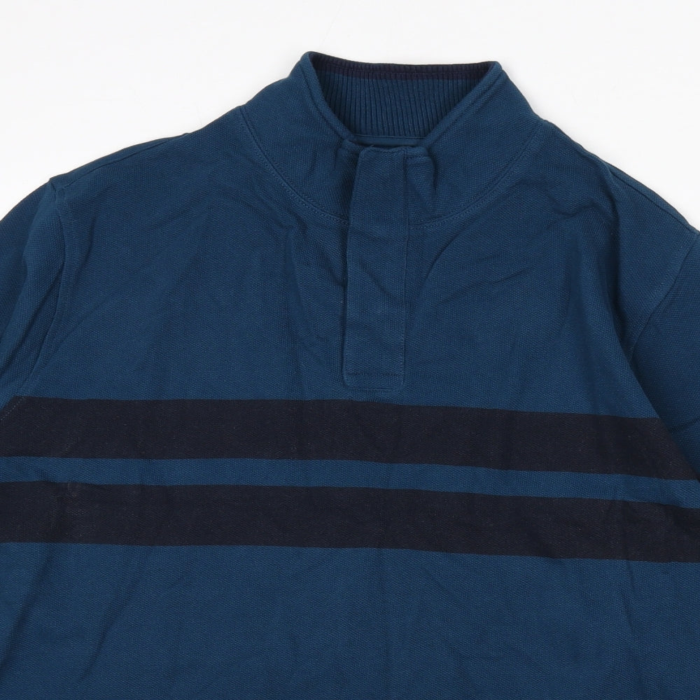 Mens UK Size M Marks and Spencer Blue Henley Sweatshirt