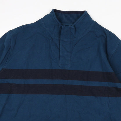 Mens UK Size M Marks and Spencer Blue Henley Sweatshirt