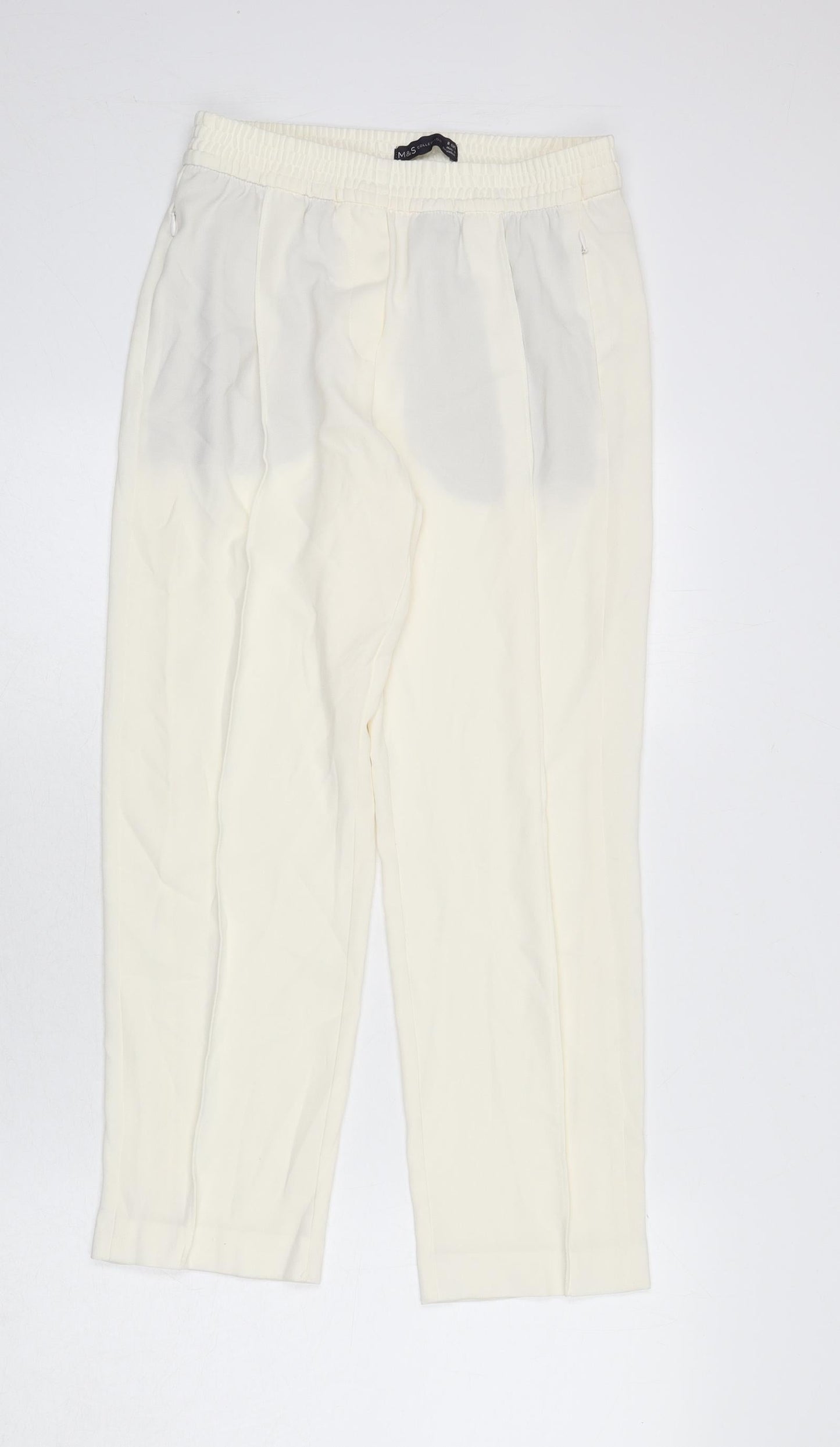 Womens UK Size 8 Marks and Spencer Regular Fit  Ivory Trousers