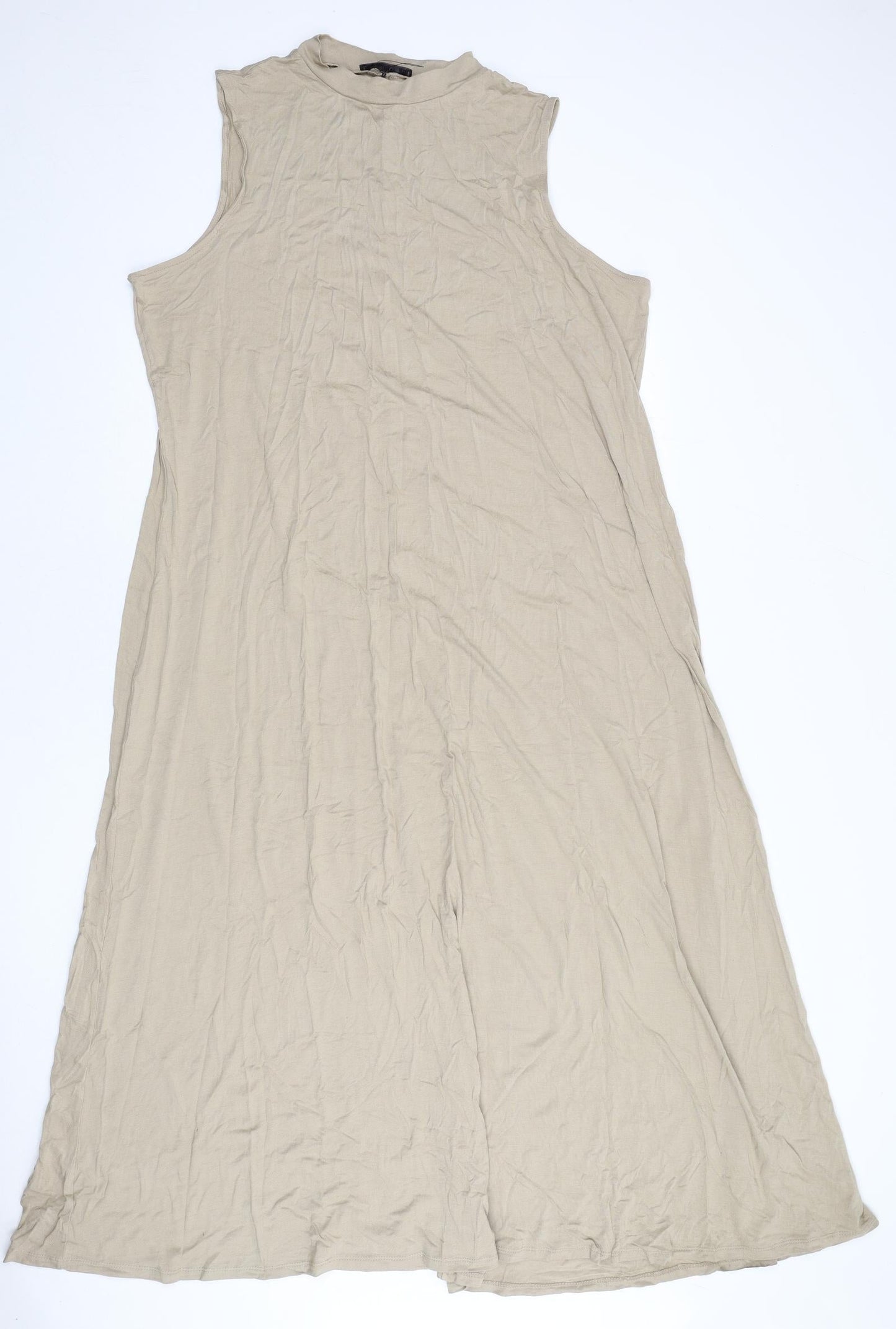 Marks and Spencer Womens Beige Viscose Maxi Size 22 Mock Neck Pullover