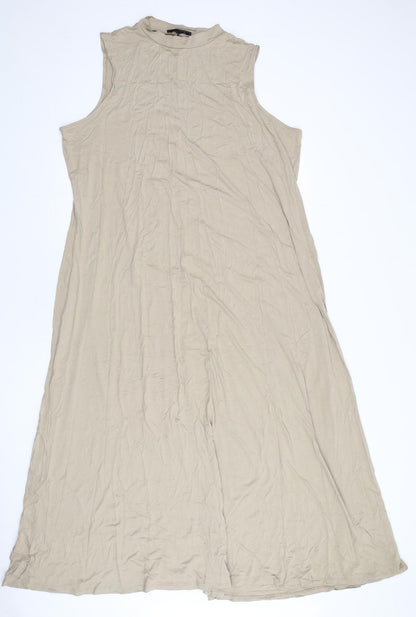 Marks and Spencer Womens Beige Viscose Maxi Size 22 Mock Neck Pullover
