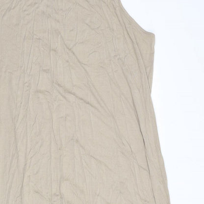 Marks and Spencer Womens Beige Viscose Maxi Size 22 Mock Neck Pullover
