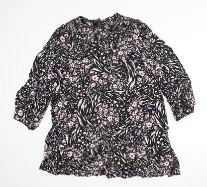 Marks and Spencer Womens Multicoloured Geometric Viscose Sheath Size 22 V-Neck Button - Flowers, Glitter