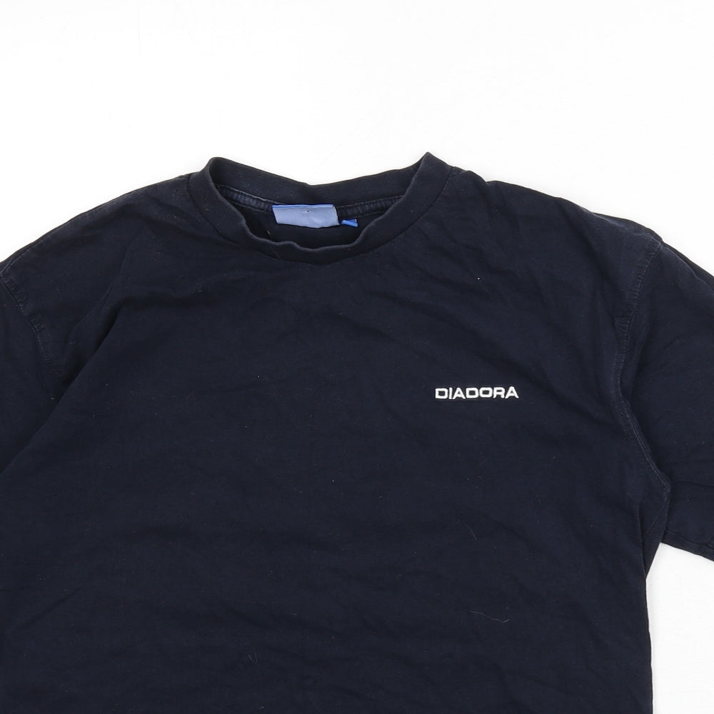 Diadora Boys Blue 100% Cotton Basic T-Shirt Size 10-11 Years Round Neck Pullover