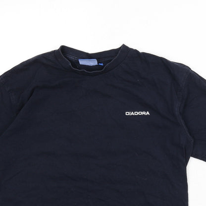 Diadora Boys Blue 100% Cotton Basic T-Shirt Size 10-11 Years Round Neck Pullover