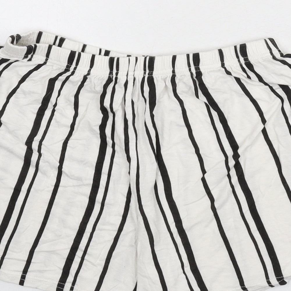 Nasty Gal Womens White Striped Vinyl Basic Shorts Size 6 Regular Pull On