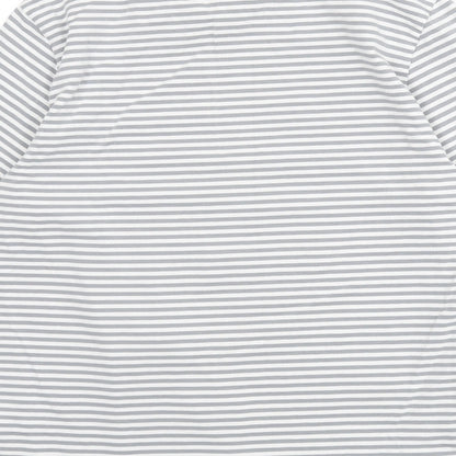 H&M Womens Grey Striped Cotton Basic T-Shirt Size L Round Neck