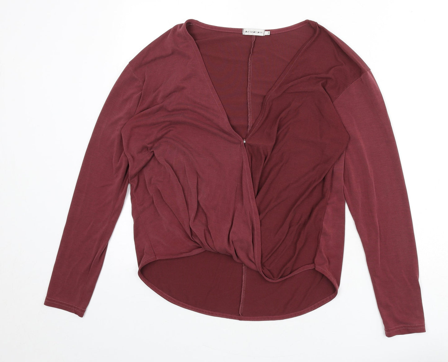 Light Before Dark Womens Red Modal Basic T-Shirt Size M V-Neck - Plunging Neckline