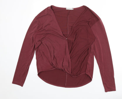 Light Before Dark Womens Red Modal Basic T-Shirt Size M V-Neck - Plunging Neckline