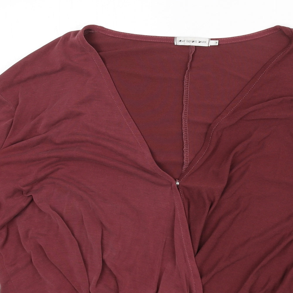 Light Before Dark Womens Red Modal Basic T-Shirt Size M V-Neck - Plunging Neckline