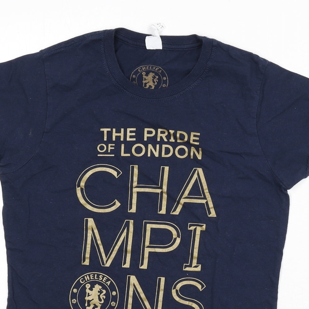 Chelsea Womens Blue Cotton Basic T-Shirt Size S Round Neck - Football, Euro 2021