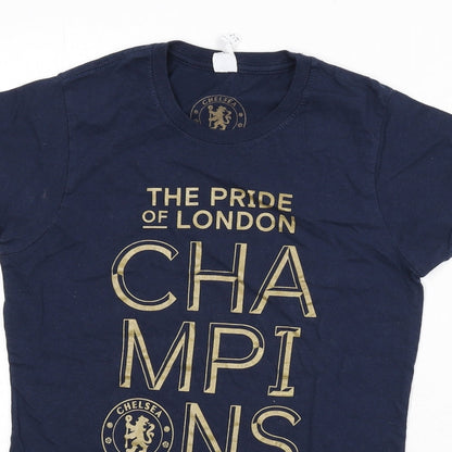 Chelsea Womens Blue Cotton Basic T-Shirt Size S Round Neck - Football, Euro 2021