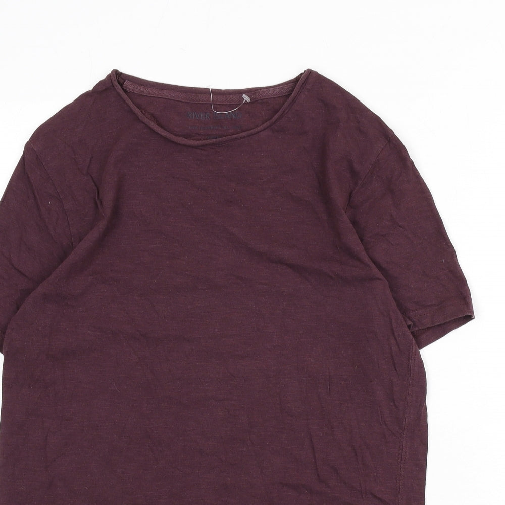 River Island Mens Red Polyester T-Shirt Size XS Round Neck