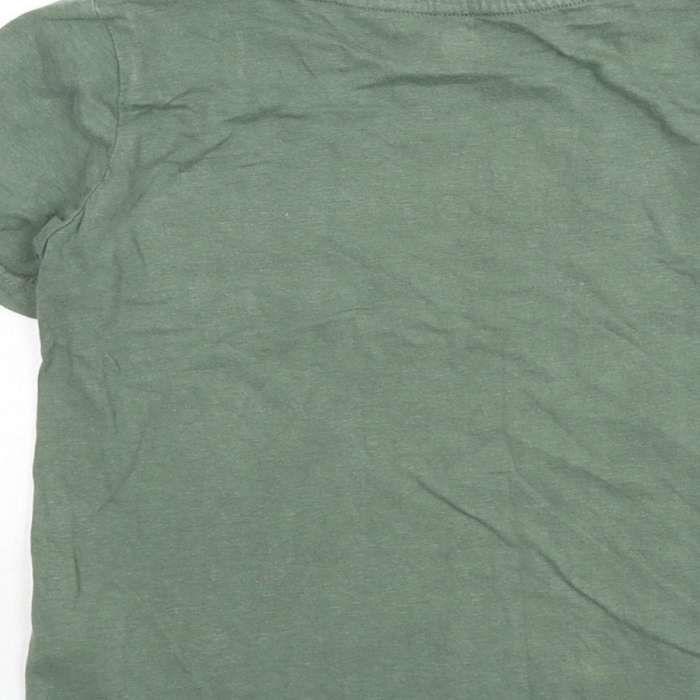 M&Co Boys Green Cotton Basic T-Shirt Size 7-8 Years Round Neck Pullover