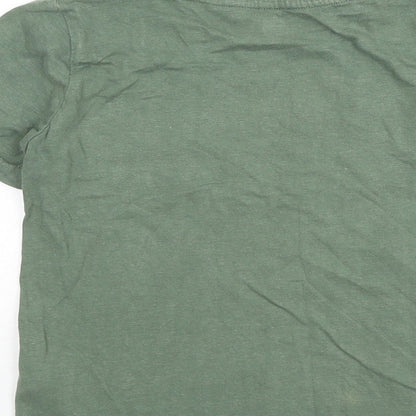 M&Co Boys Green Cotton Basic T-Shirt Size 7-8 Years Round Neck Pullover
