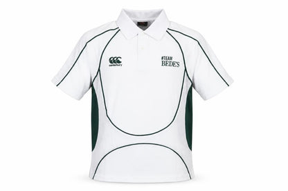 Canterbury Boys White Colourblock Polyester Basic Polo Size 12 Years Collared Button - Logo #TEAM BEDE'S