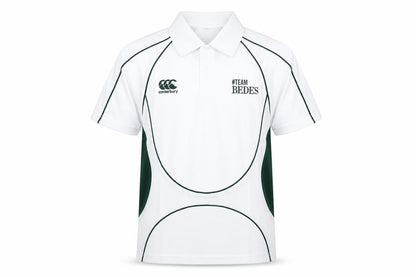 Canterbury Boys White Colourblock Polyester Basic Polo Size 12 Years Collared Button - Logo #TEAM BEDE'S