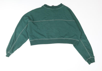 IVY PARK Womens Green Cotton Pullover Sweatshirt Size 2XS Pullover - Ivy Park Logo Stitch Detail Cropped