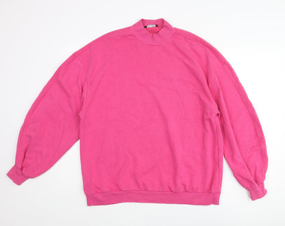 Bershka Womens Pink Cotton Pullover Sweatshirt Size M Pullover - Mock Neck