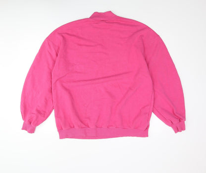 Bershka Womens Pink Cotton Pullover Sweatshirt Size M Pullover - Mock Neck