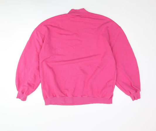 Bershka Womens Pink Cotton Pullover Sweatshirt Size M Pullover - Mock Neck