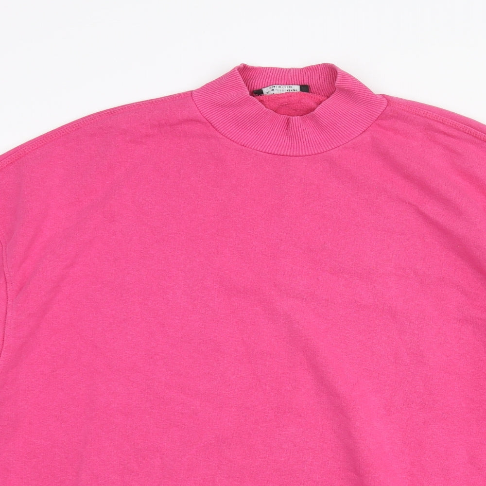 Bershka Womens Pink Cotton Pullover Sweatshirt Size M Pullover - Mock Neck