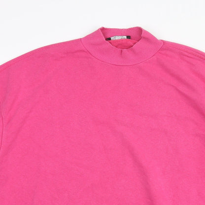 Bershka Womens Pink Cotton Pullover Sweatshirt Size M Pullover - Mock Neck