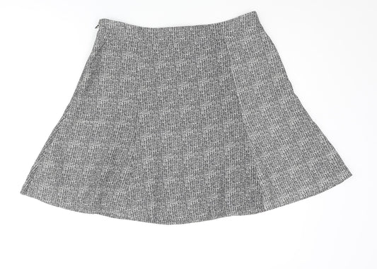 Gap Womens Grey Geometric Polyester Flare Skirt Size 8 Zip