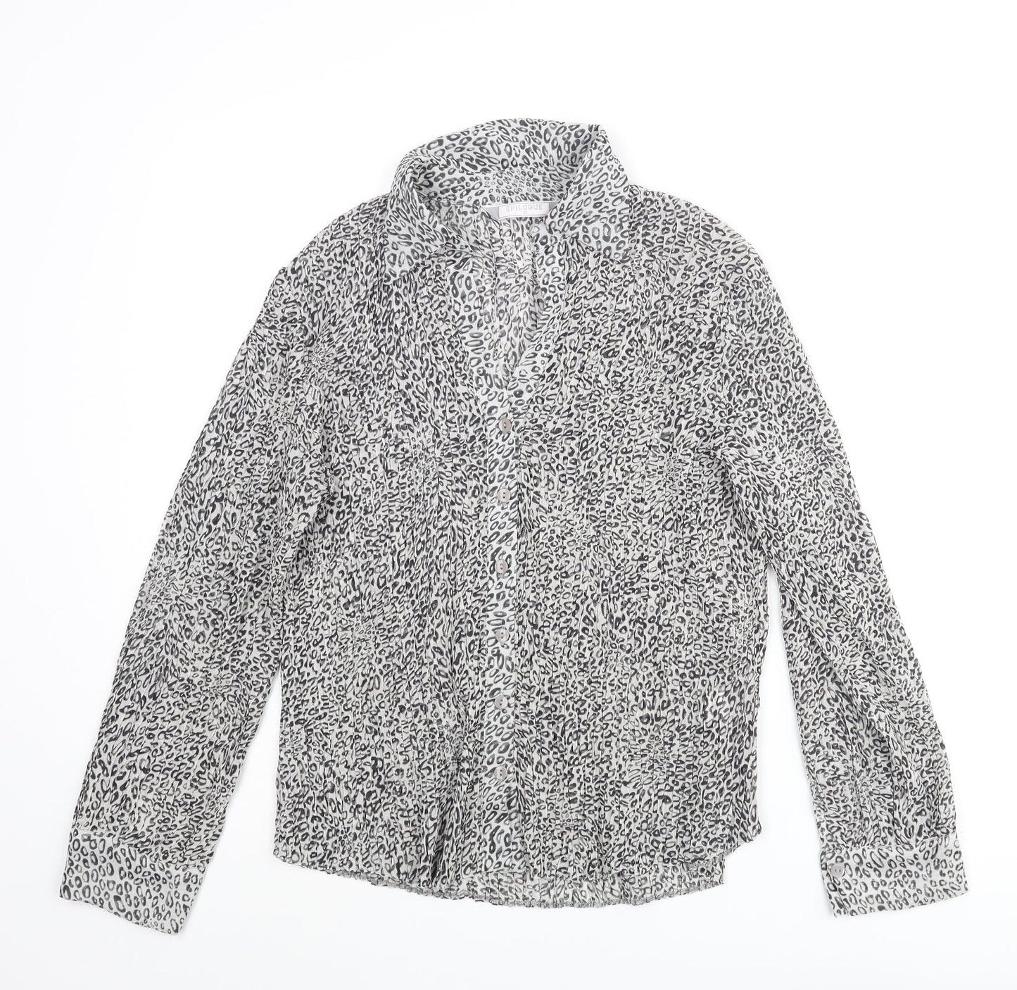 Epilogue Womens Gold Geometric Polyester Basic Button-Up Size 16 Collared