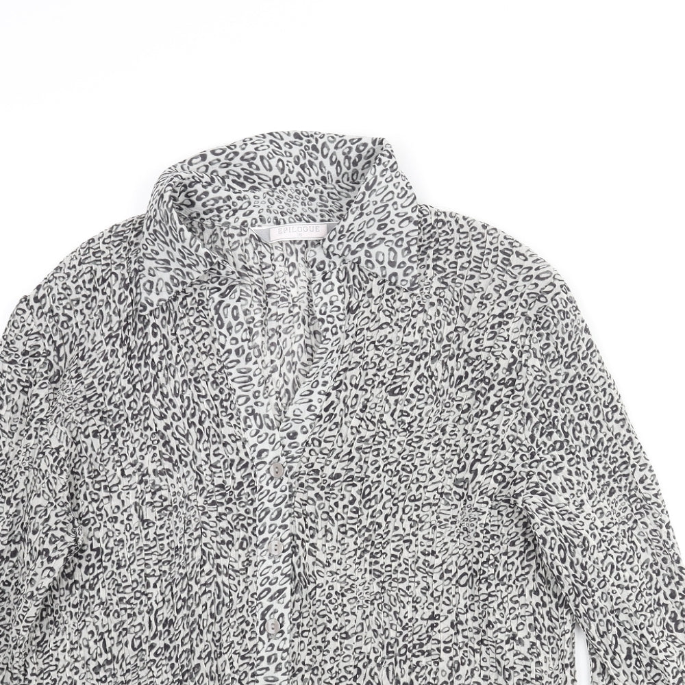 Epilogue Womens Gold Geometric Polyester Basic Button-Up Size 16 Collared