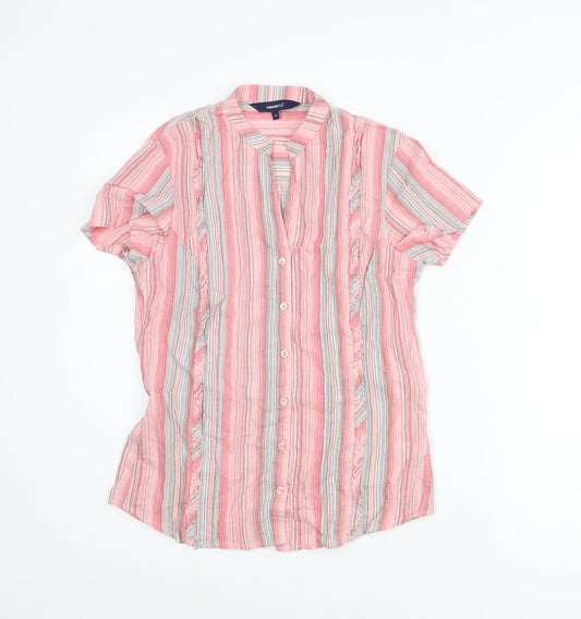 Womens UK Size 10 Casual Club Pink Basic Button-Up