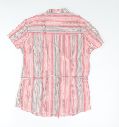 Womens UK Size 10 Casual Club Pink Basic Button-Up