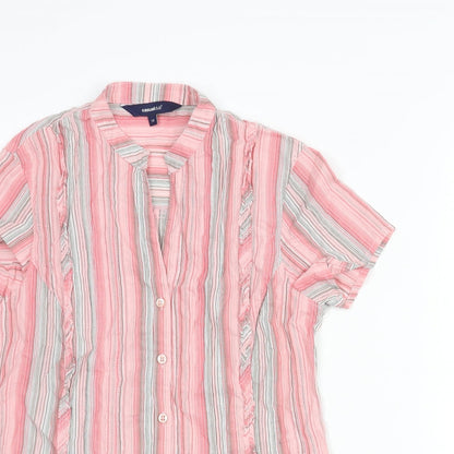 Womens UK Size 10 Casual Club Pink Basic Button-Up