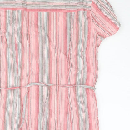 Womens UK Size 10 Casual Club Pink Basic Button-Up