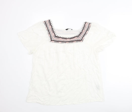 Womens UK Size XL Natura White Basic Blouse