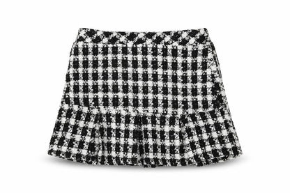 Nula Bug Girls Black Houndstooth Polyester Pleated Skirt Size 5 Years Regular Pull On